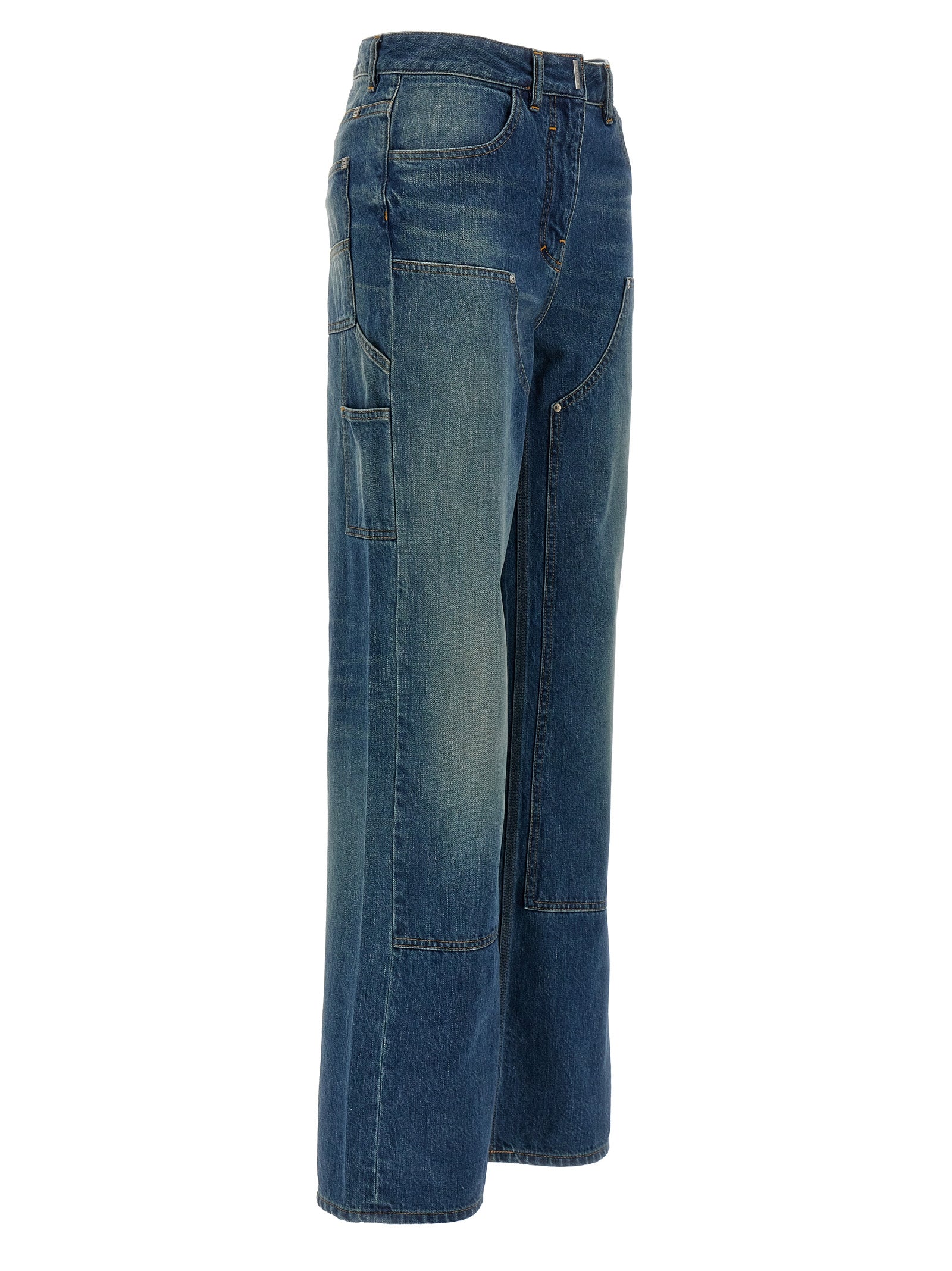 Blue Cotton Flared Jeans