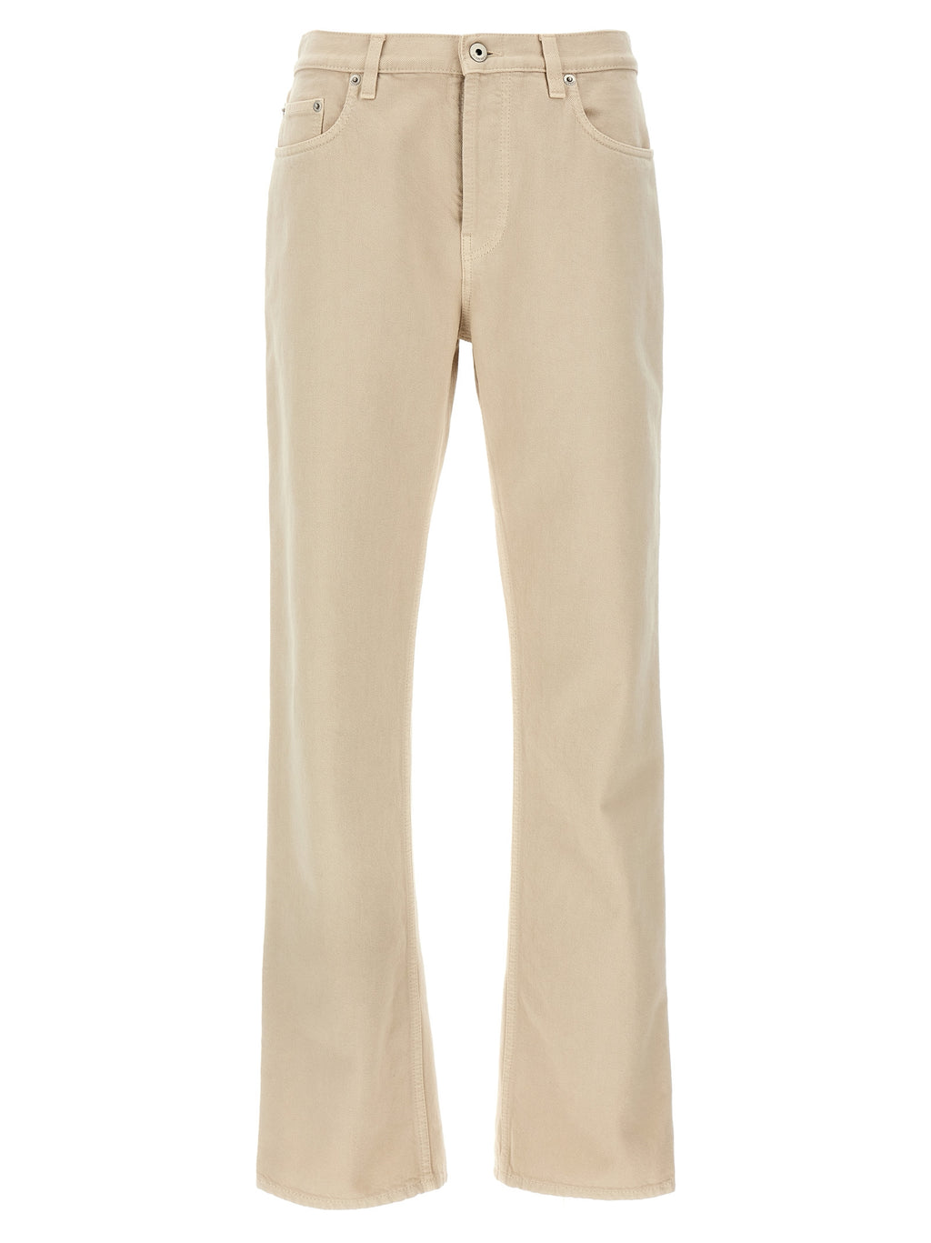 Beige Cotton Casual Pants