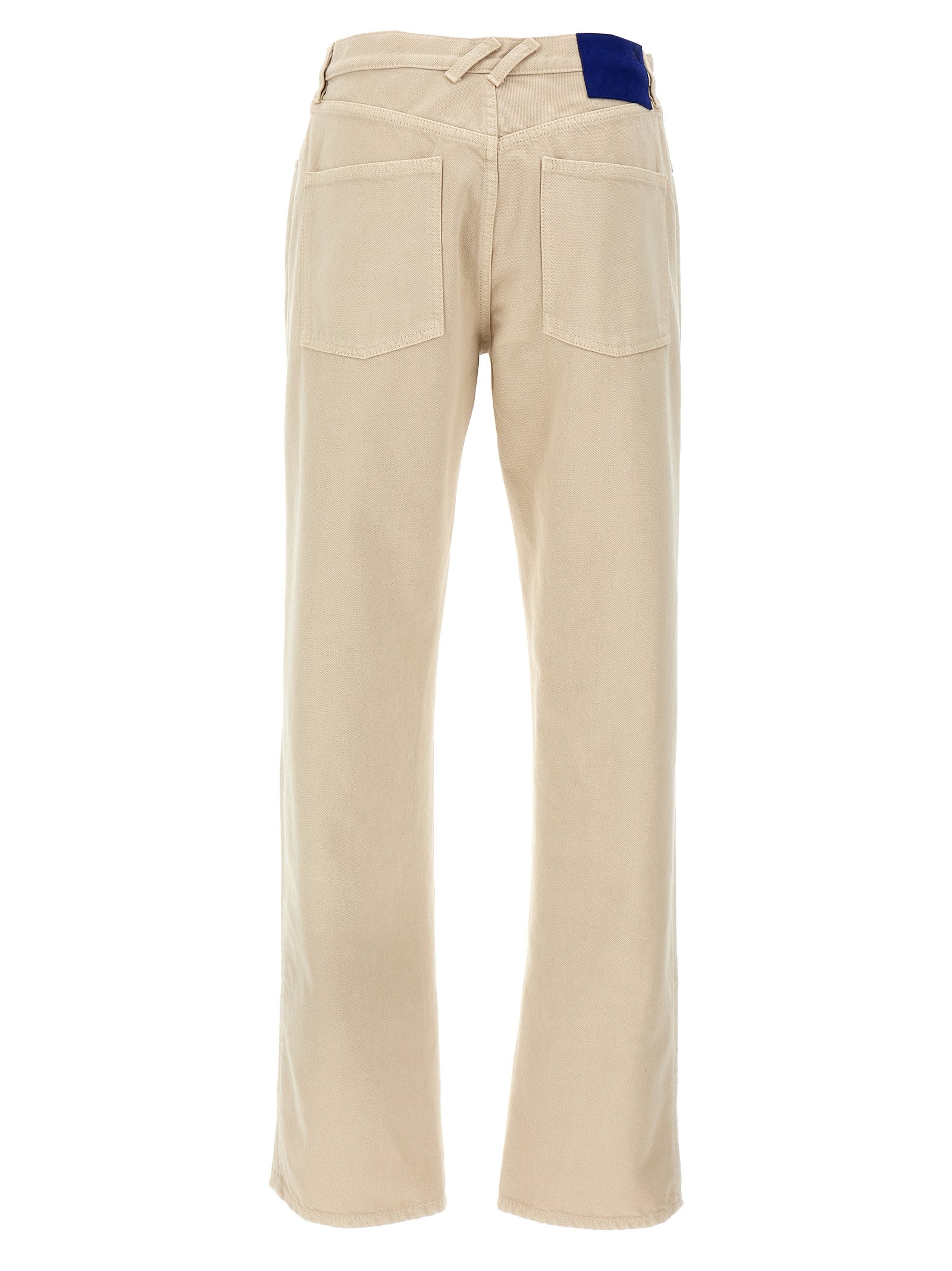 Beige Cotton Casual Pants