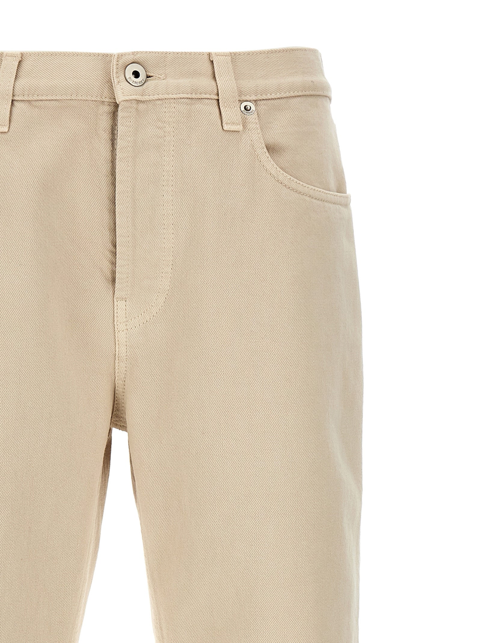 Beige Cotton Casual Pants