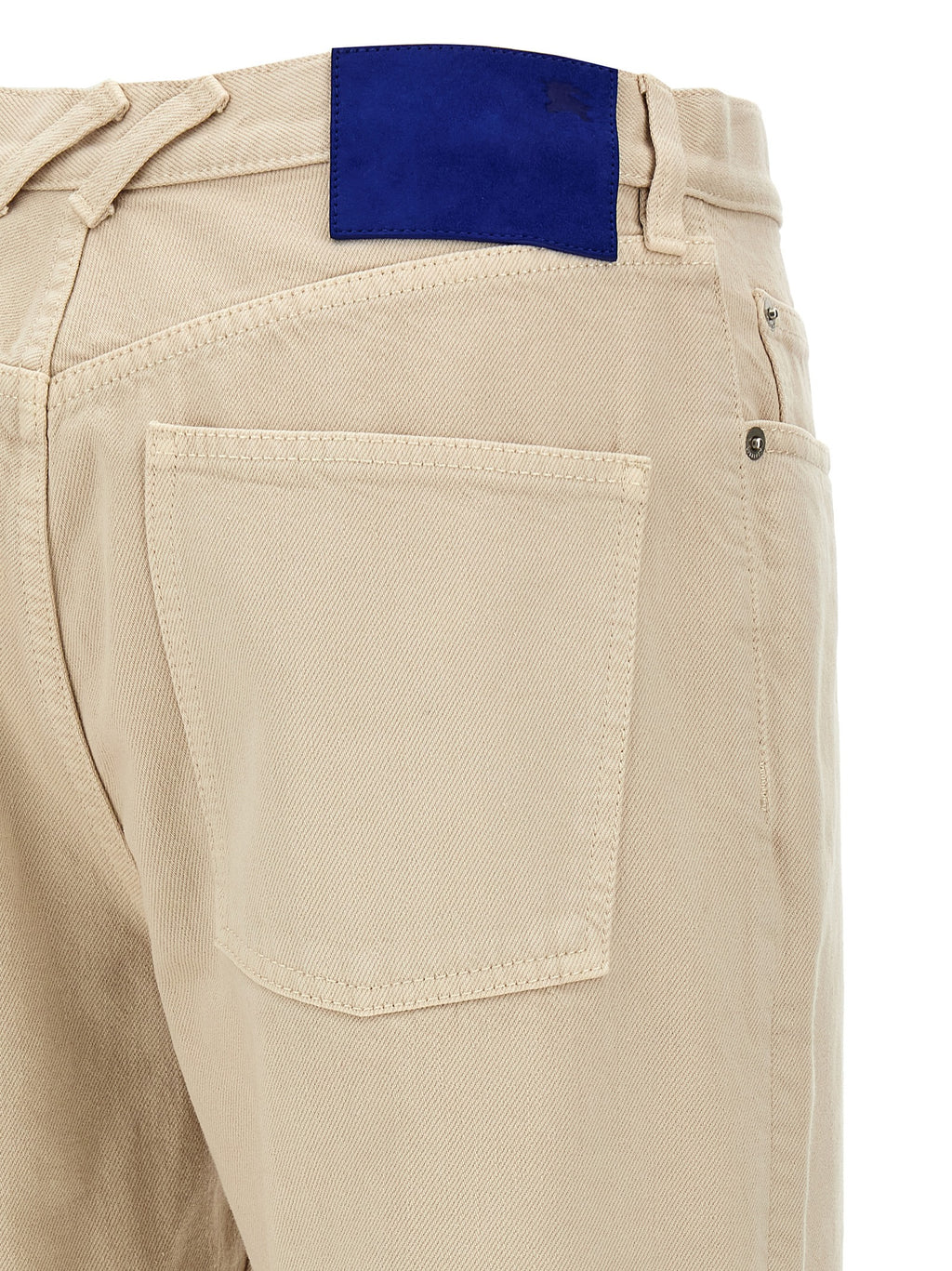 Beige Cotton Casual Pants