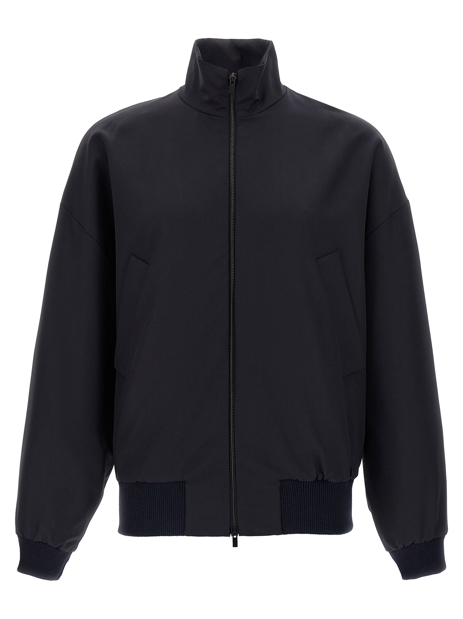Blue Virgin Wool Full-Length Jacket