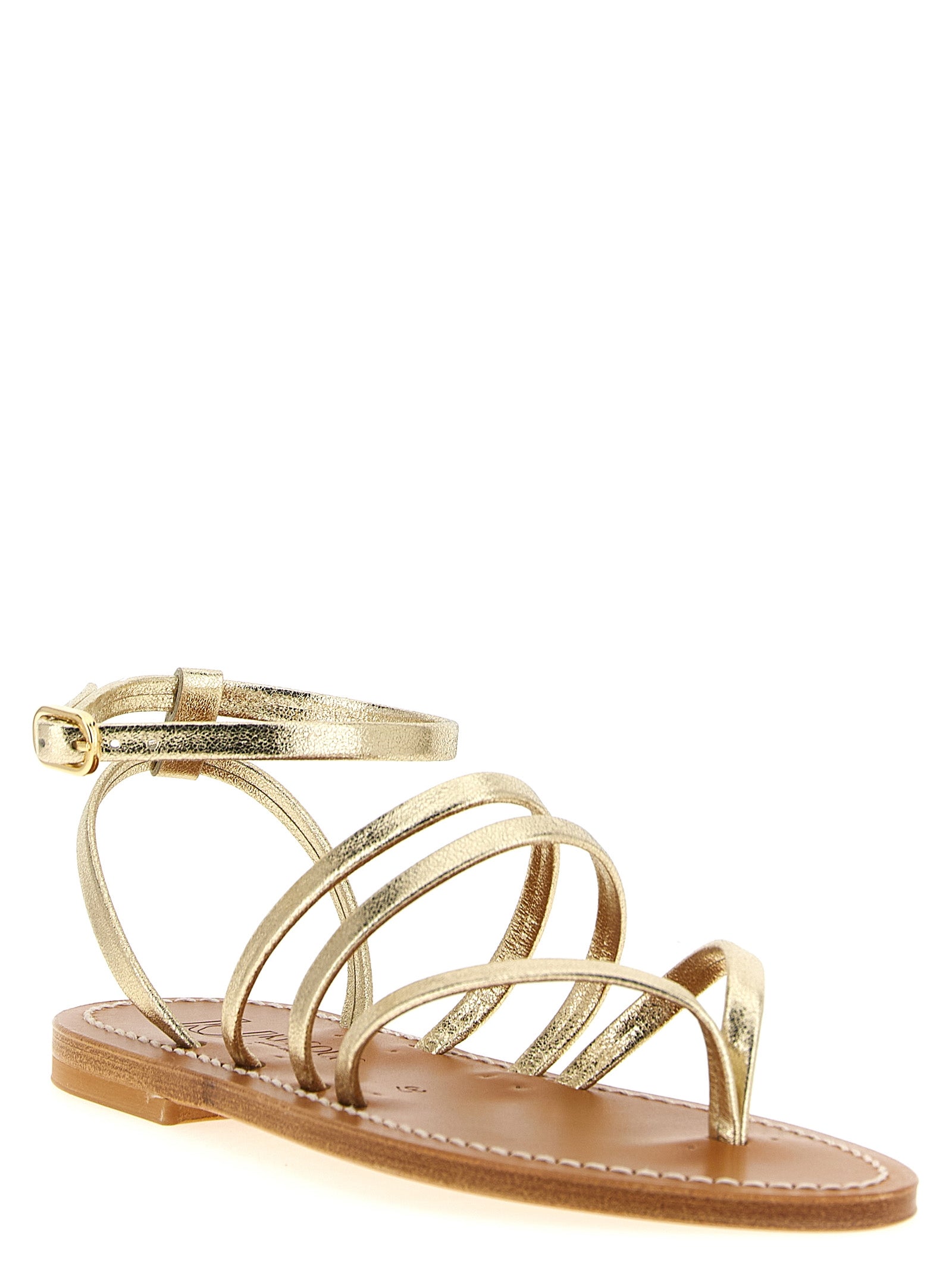 Gold Cowhide Flat Sandals