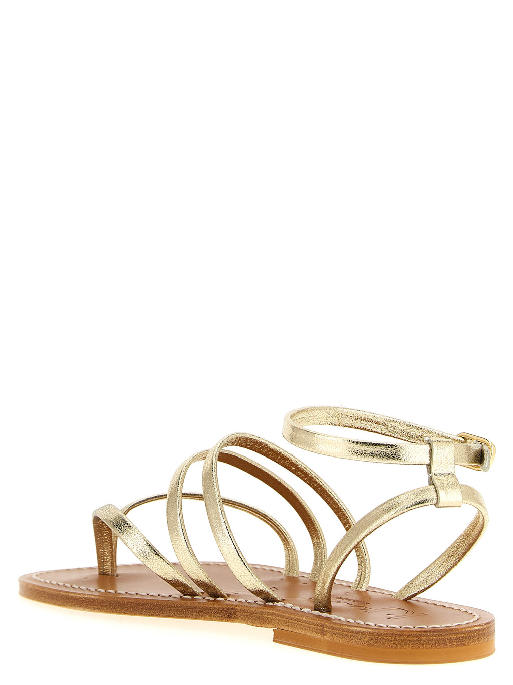 Gold Cowhide Flat Sandals