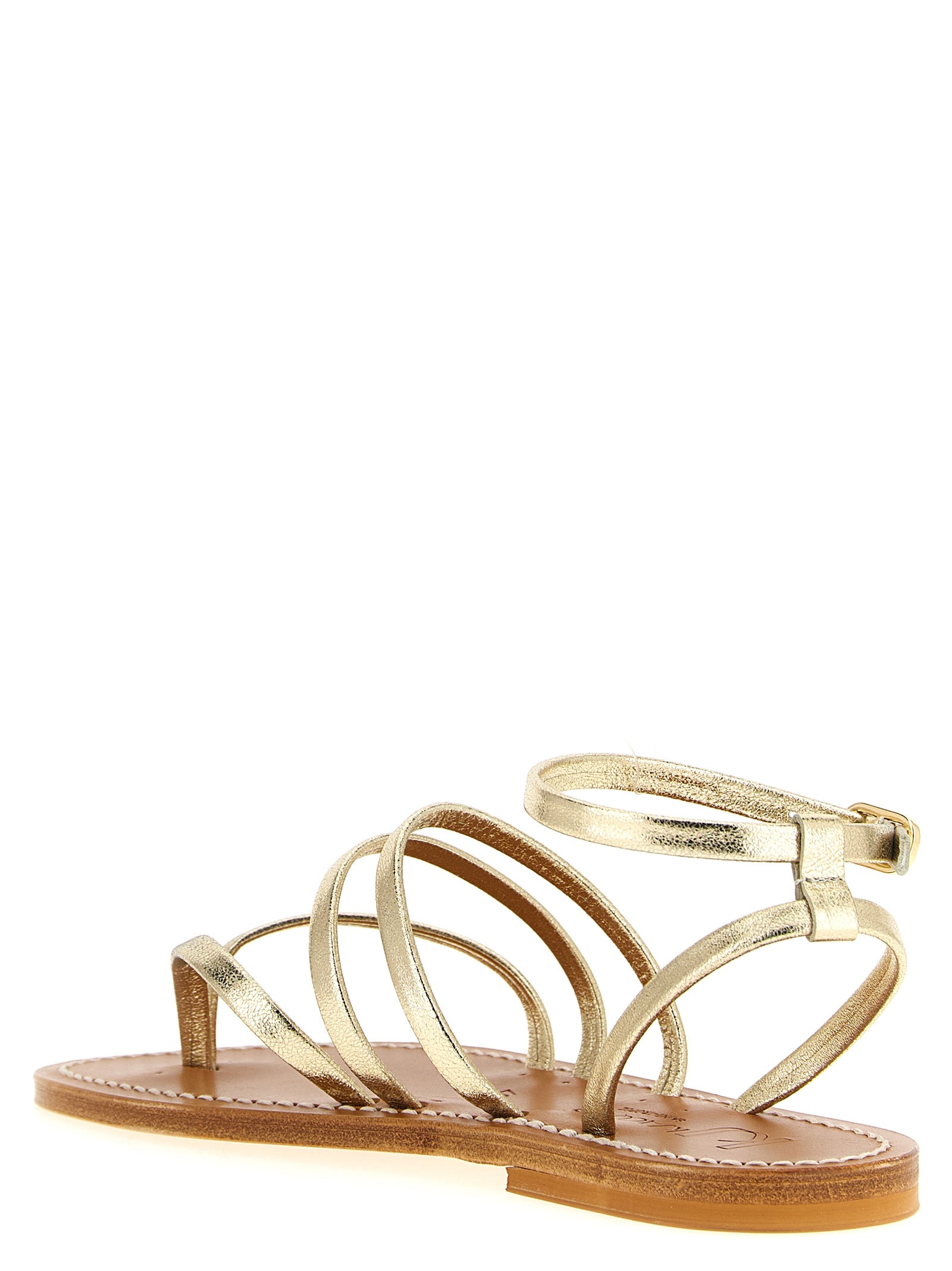 Gold Cowhide Flat Sandals