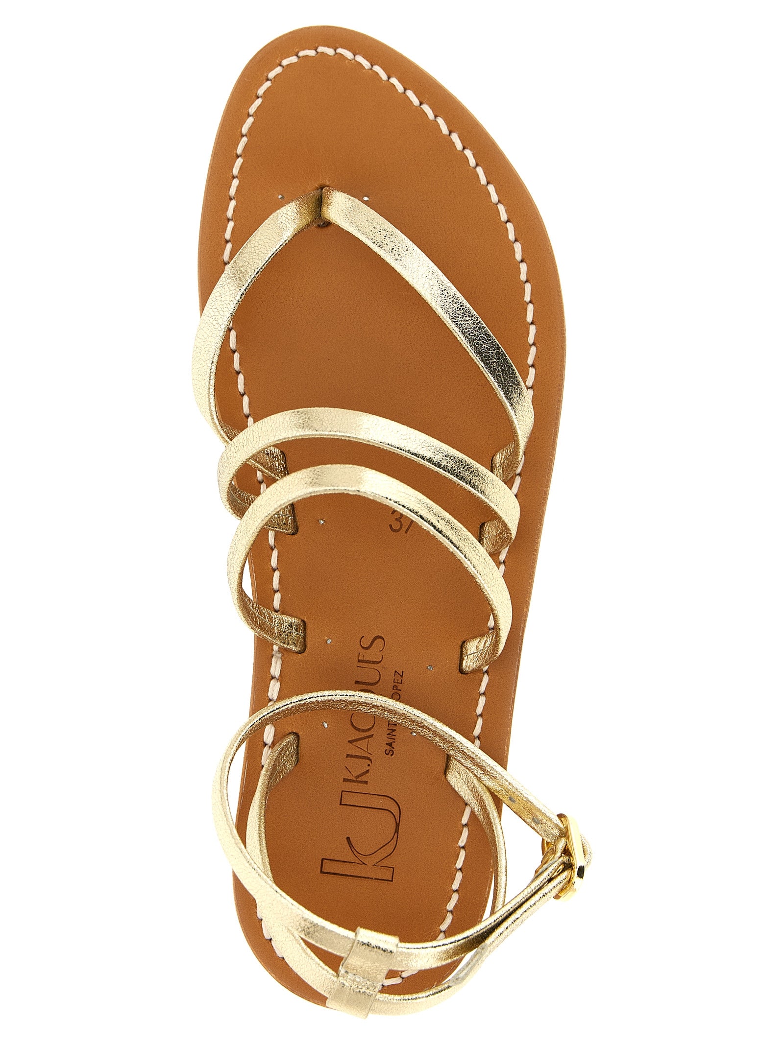 Gold Cowhide Flat Sandals