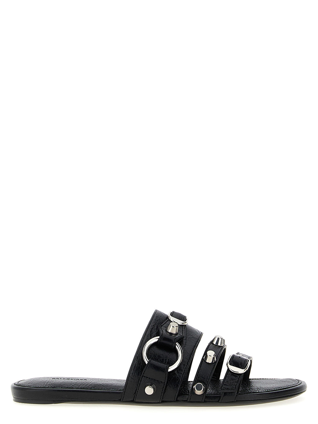 Black Lamb Leather Slides