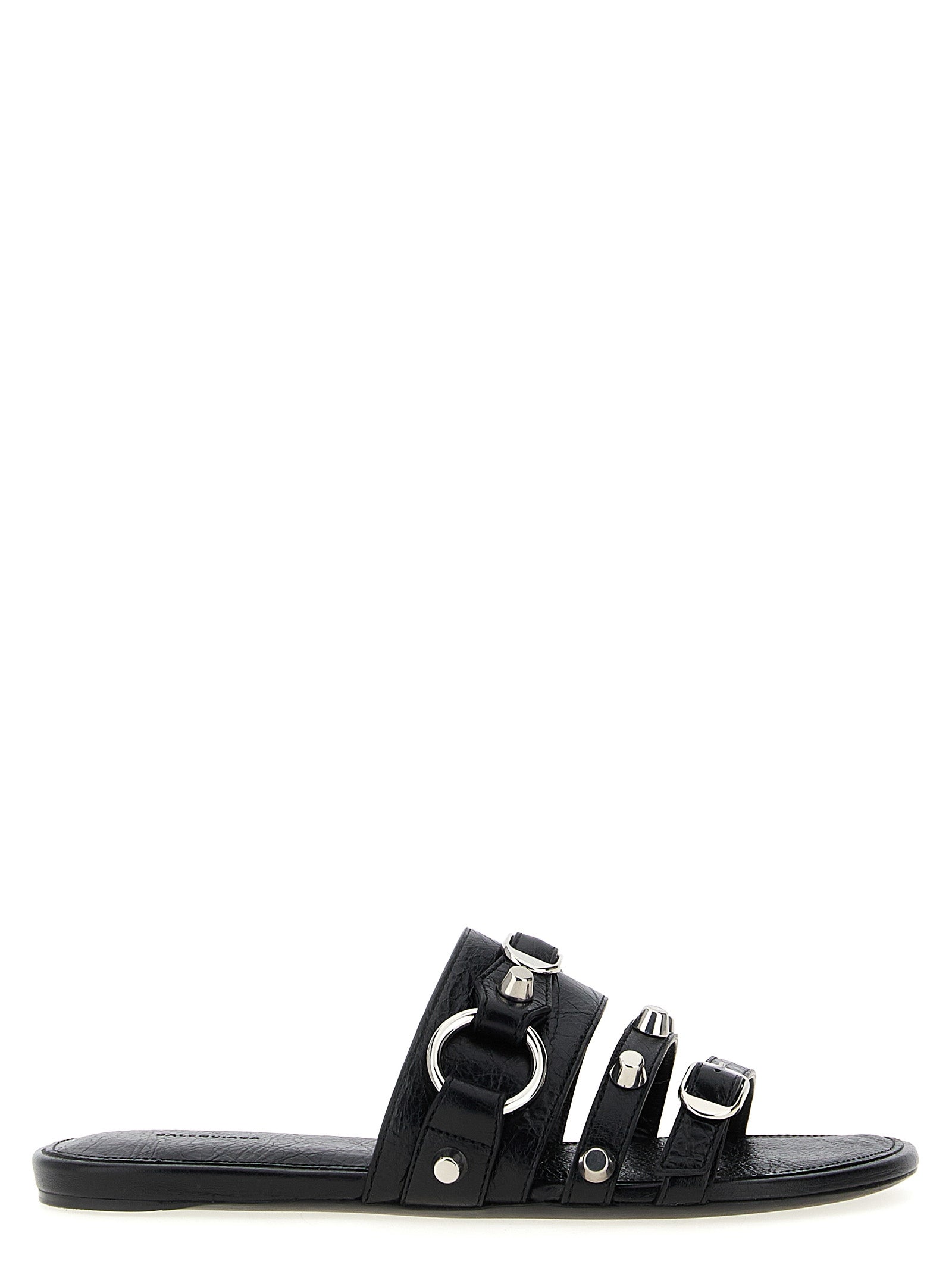 Black Lamb Leather Slides