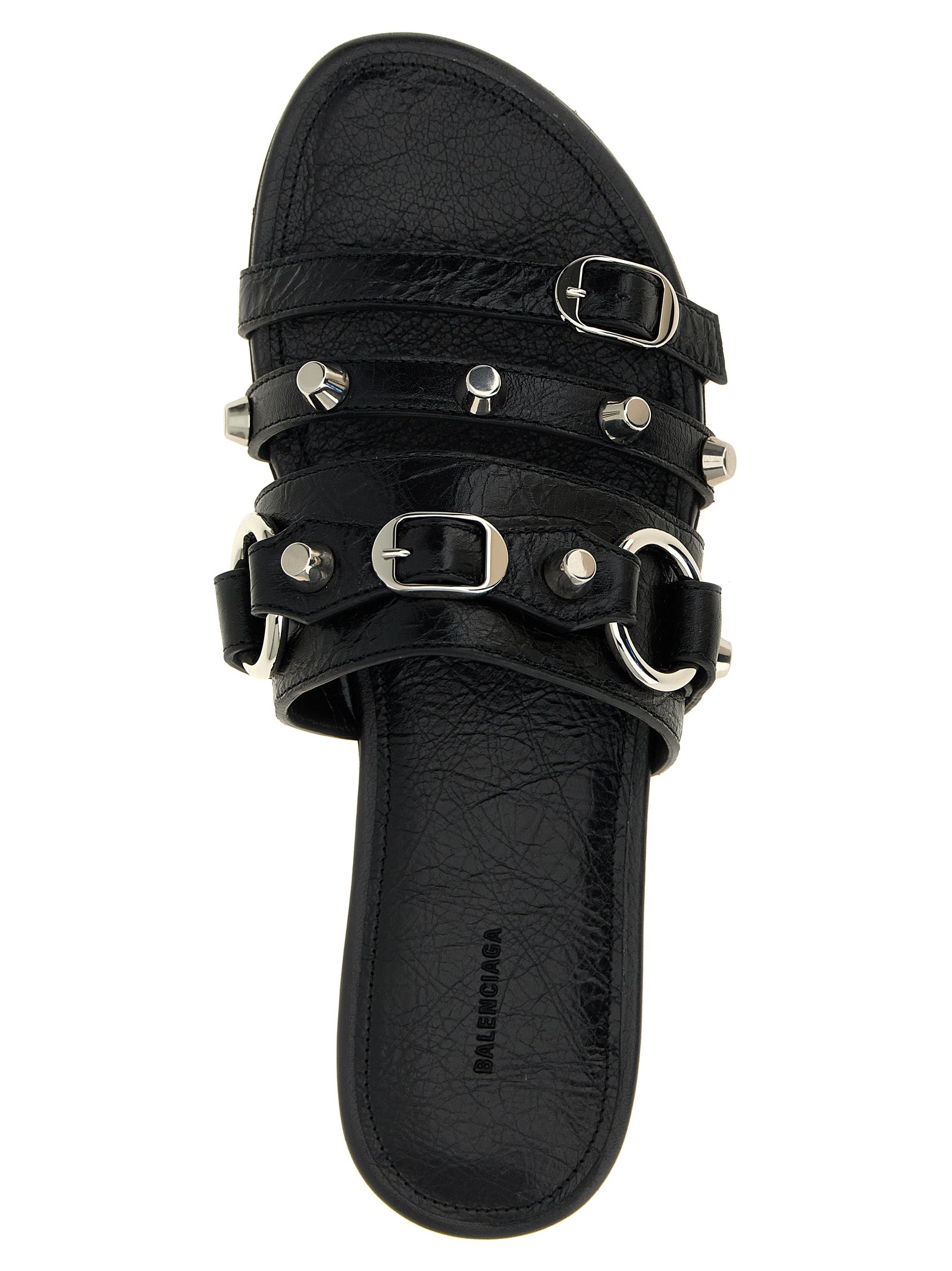 Black Lamb Leather Slides