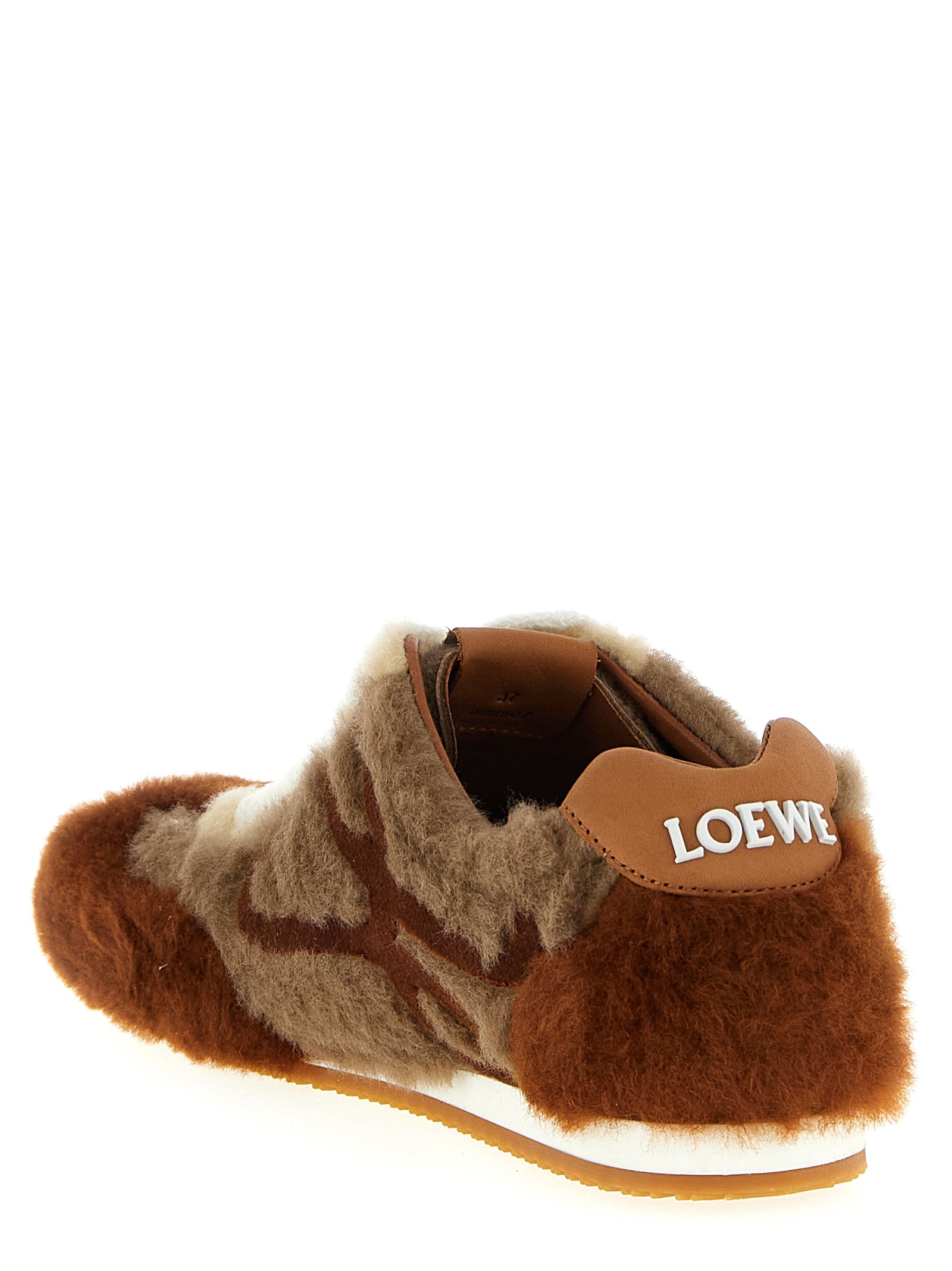 Brown Lamb Leather Low Top Sneakers
