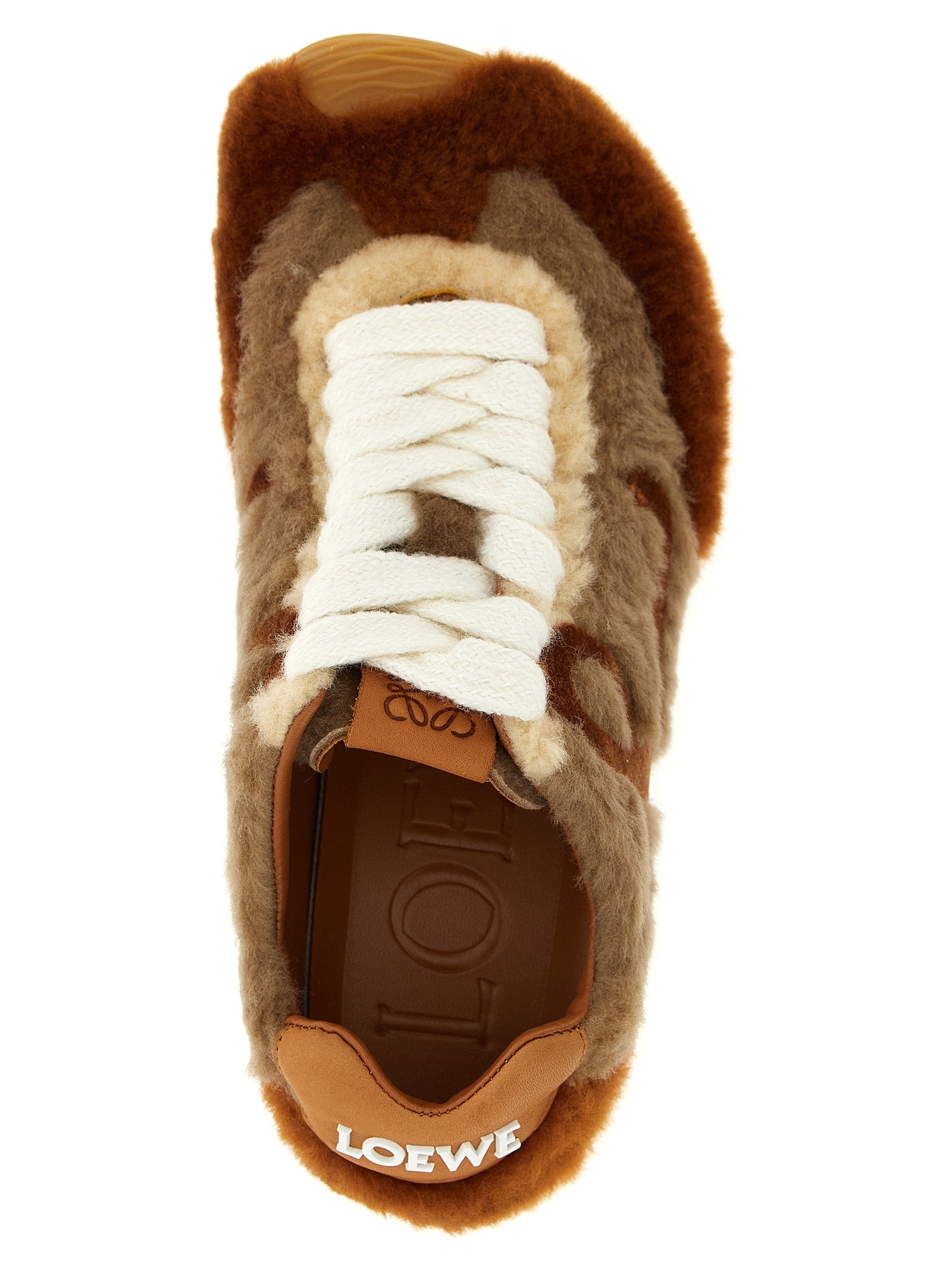 Brown Lamb Leather Low Top Sneakers
