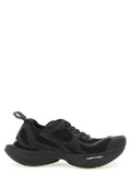 Black Polyester Athletic Sneakers