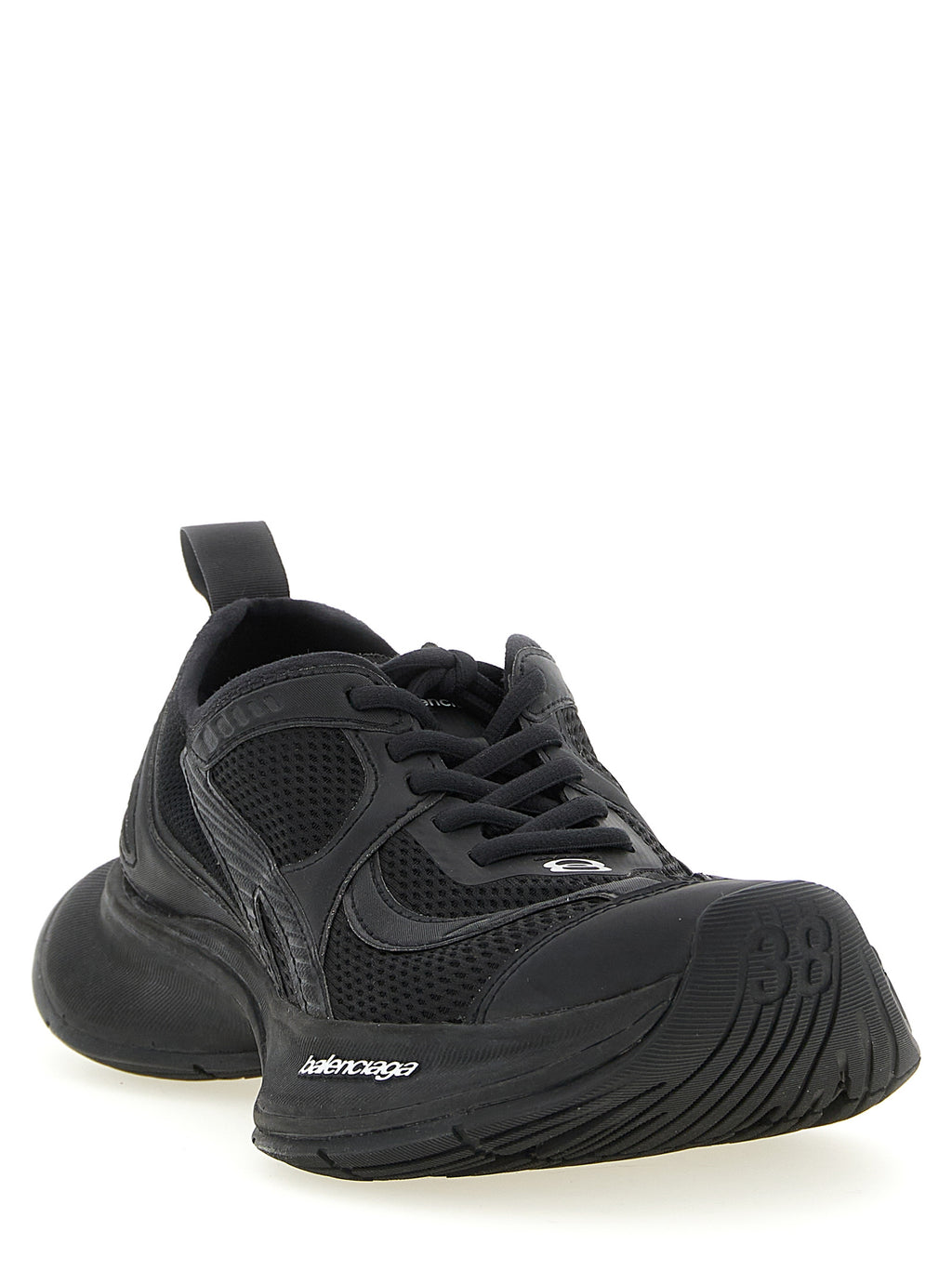 Black Polyester Athletic Sneakers