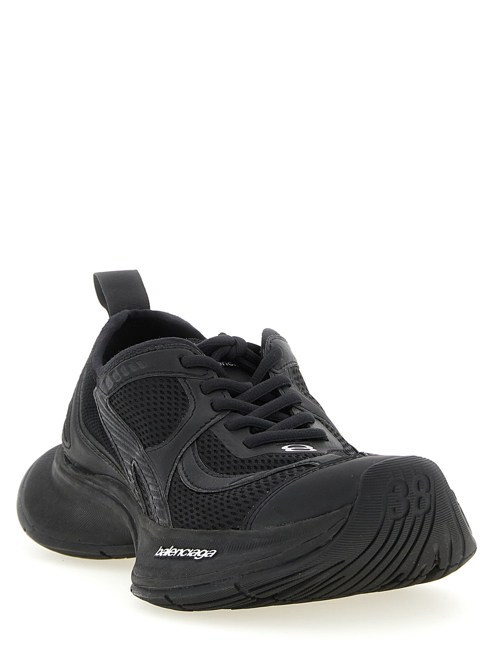 Black Polyester Athletic Sneakers