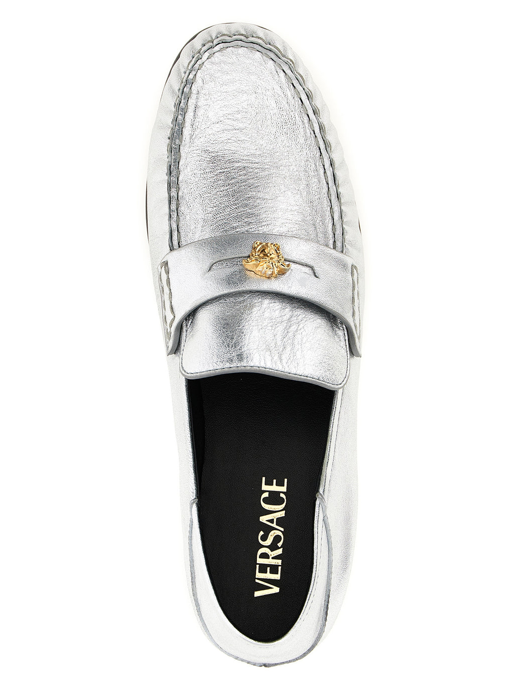 Silver Lamb Leather Slip-On Loafers