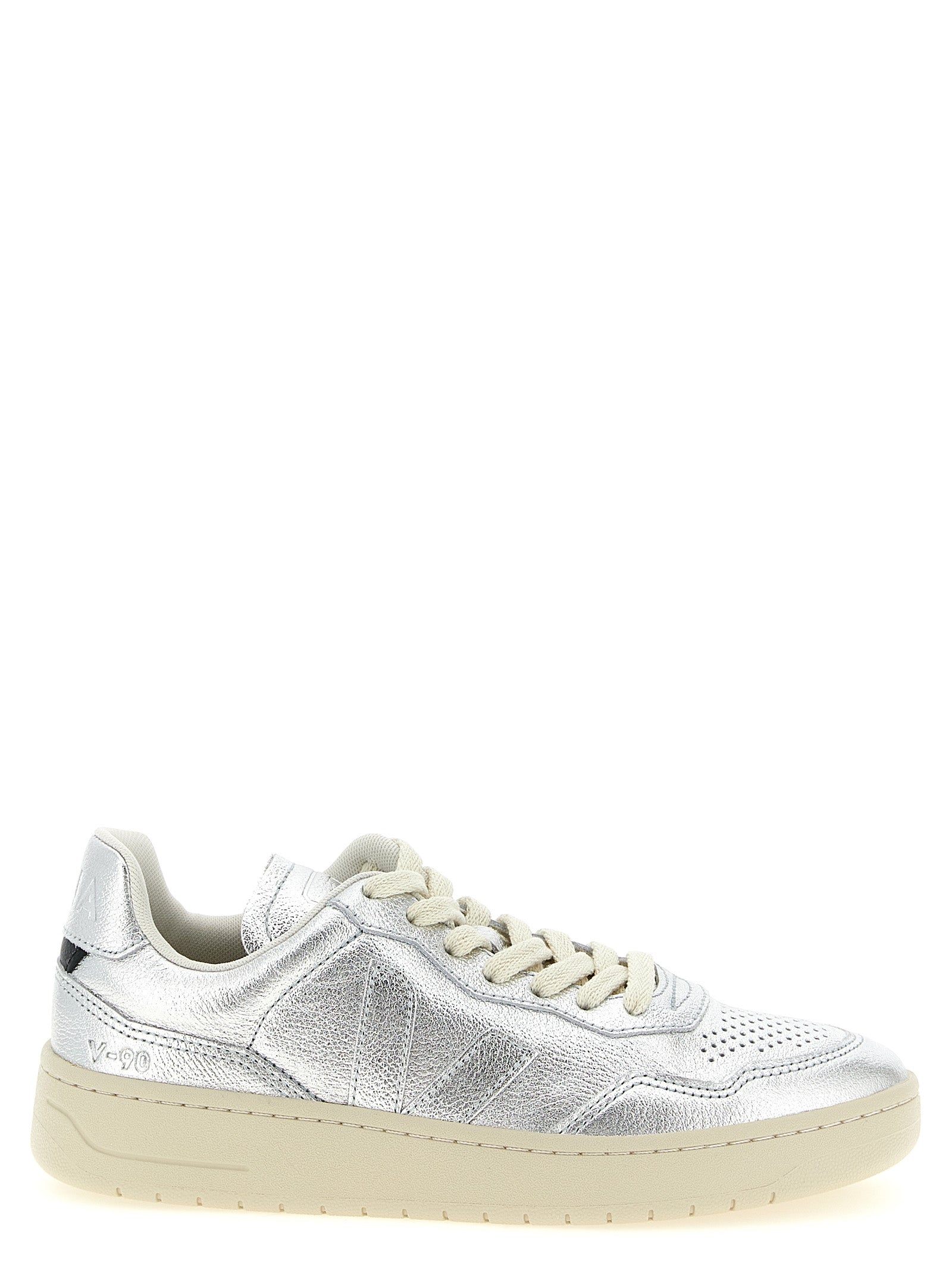 Silver Genuine Leather Low Top Sneakers