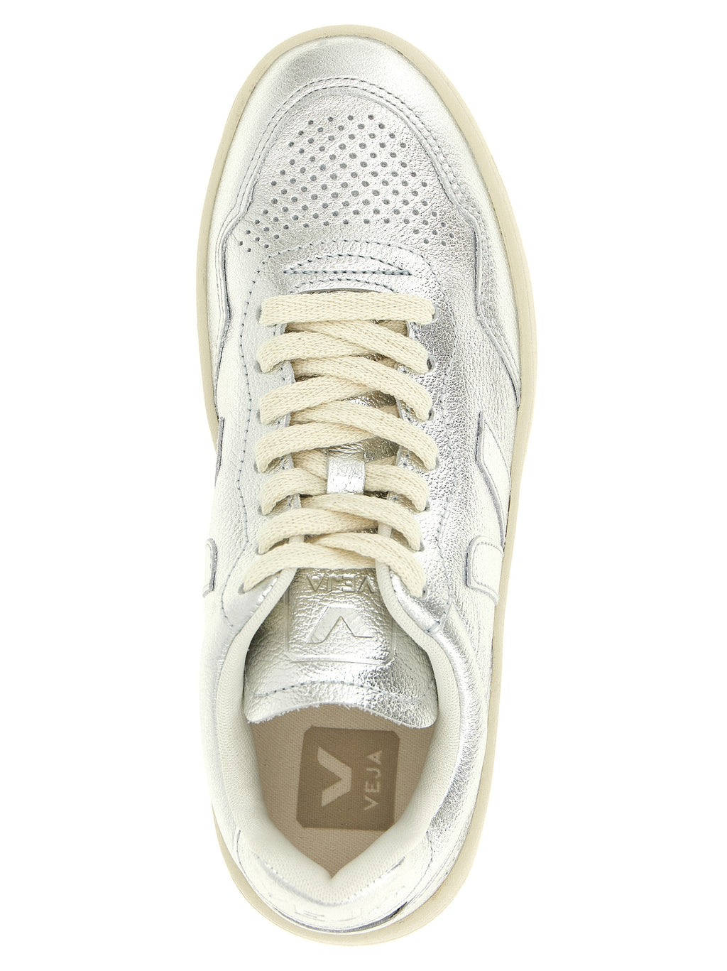 Silver Genuine Leather Low Top Sneakers