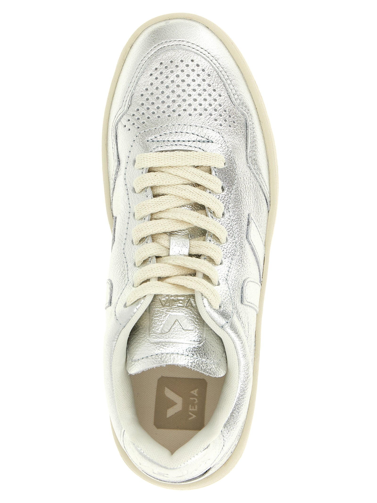Silver Genuine Leather Low Top Sneakers