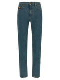 Blue Cotton Straight-Leg Jeans