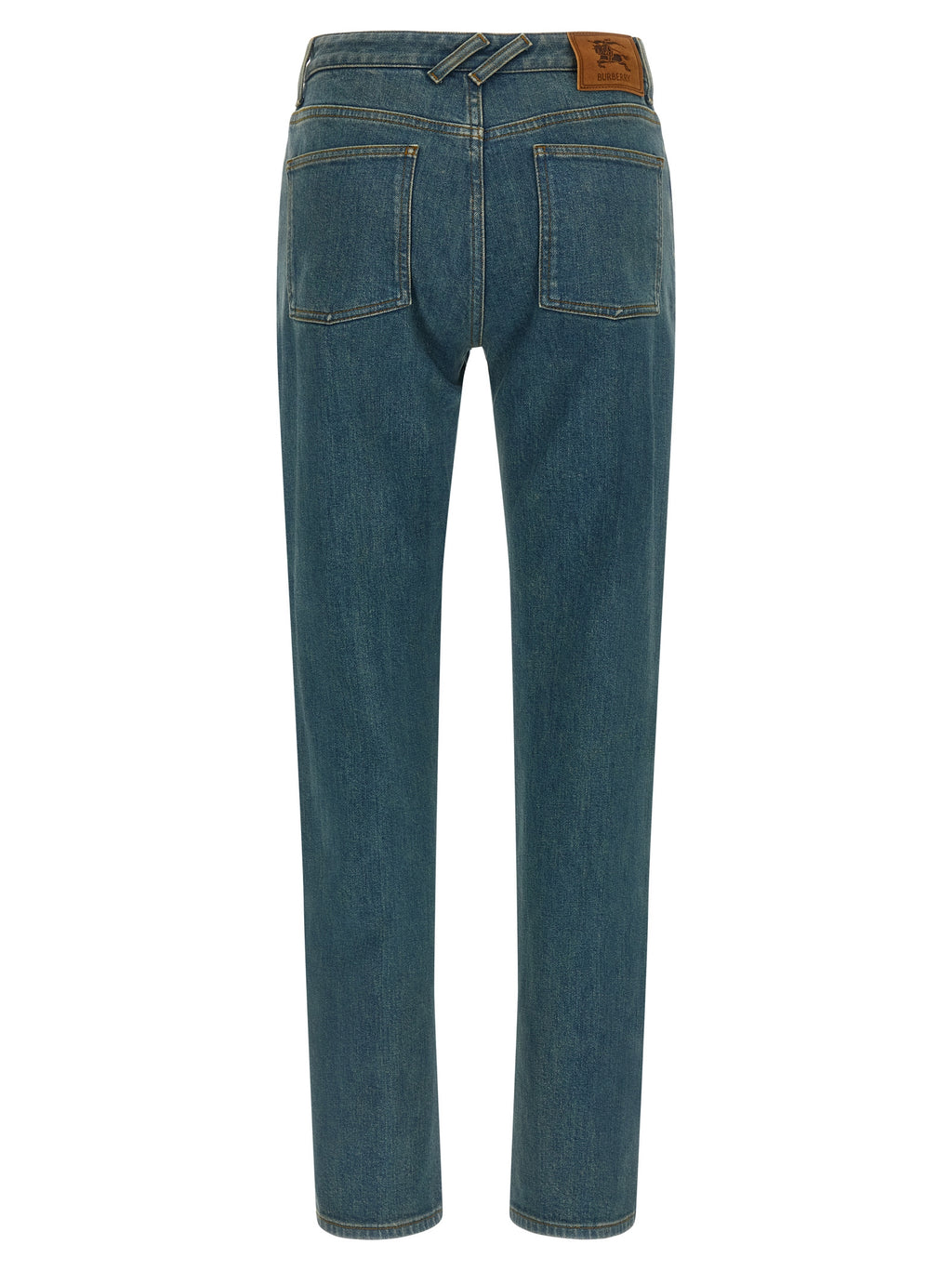 Blue Cotton Straight-Leg Jeans