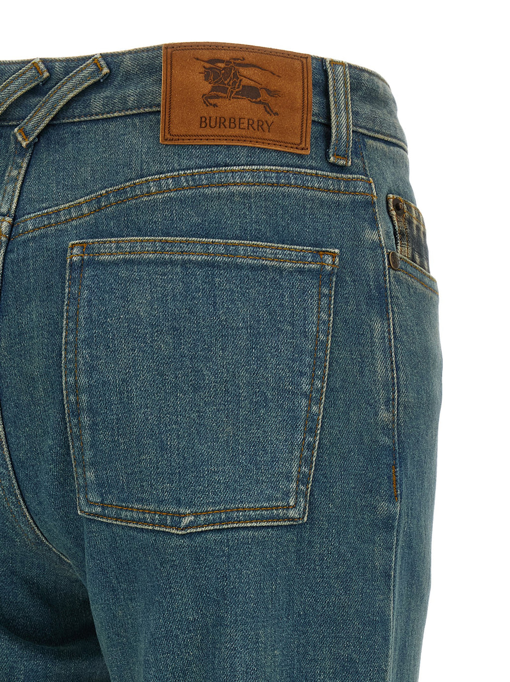 Blue Cotton Straight-Leg Jeans