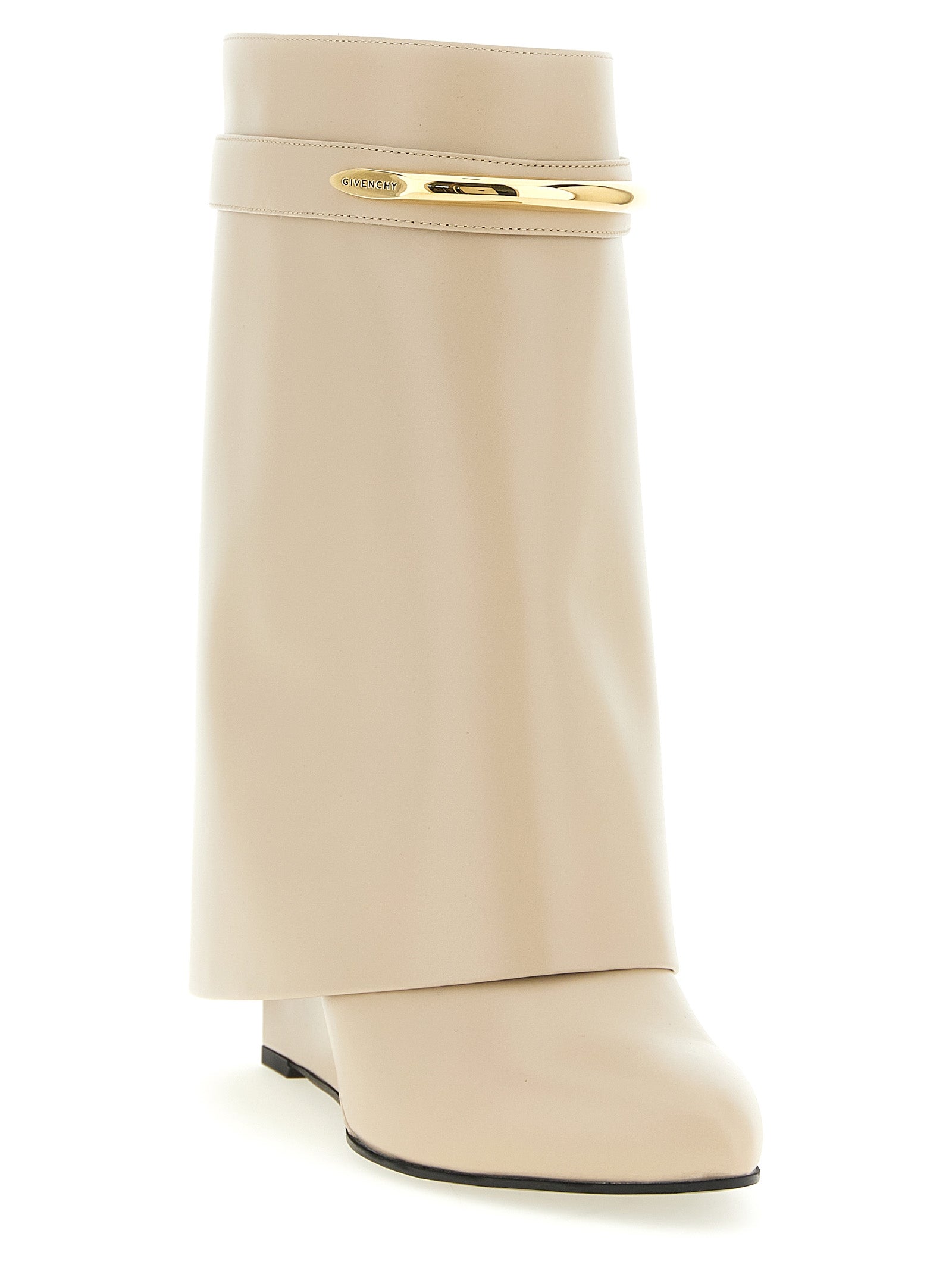 Beige Calfskin Ankle Boots
