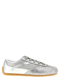 Silver Leather Athletic Sneakers