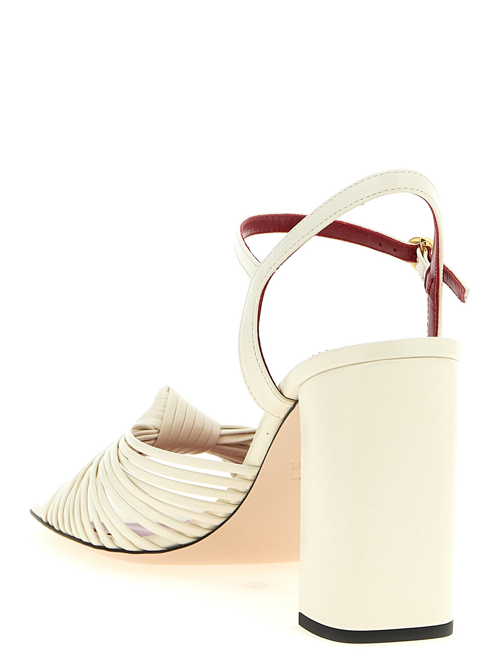 White Goatskin Stiletto Heel Sandals