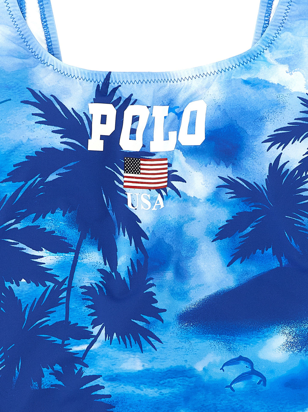 Blue Nylon One-Piece Swimsuit