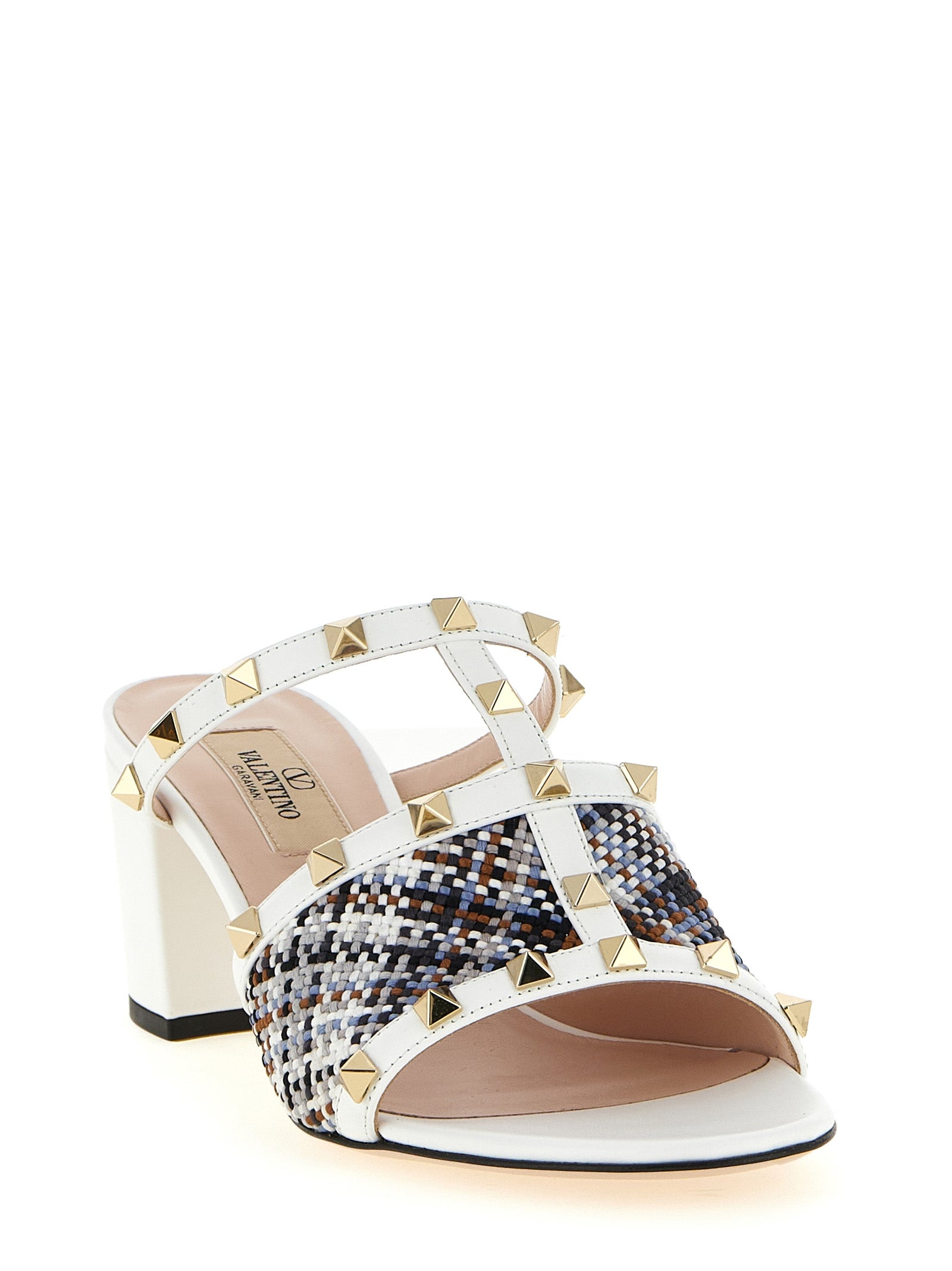 White Polyester Platform Sandals