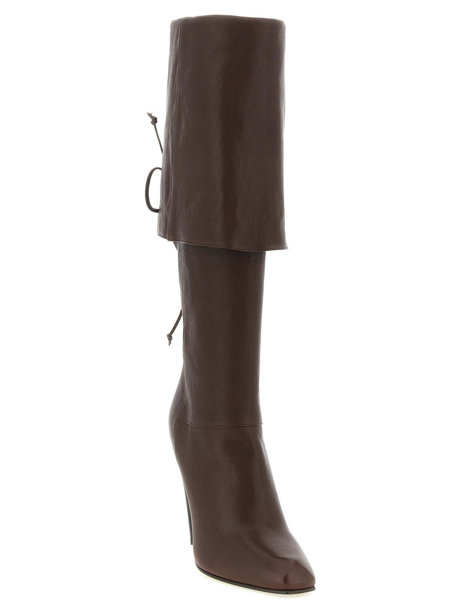 Brown Lamb Leather Over The Knee