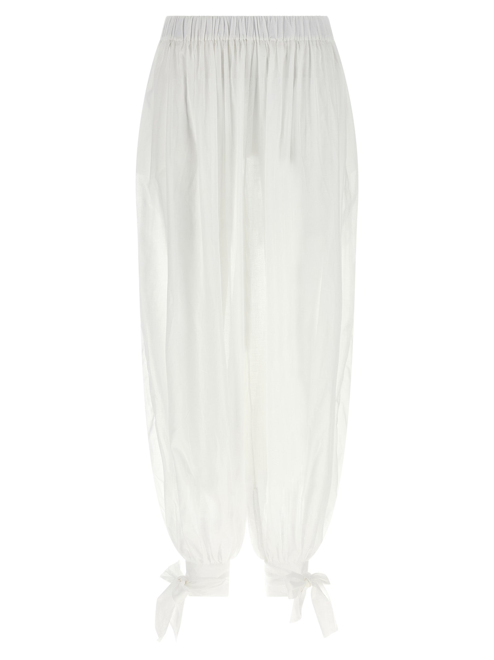 White Cotton Casual Pants