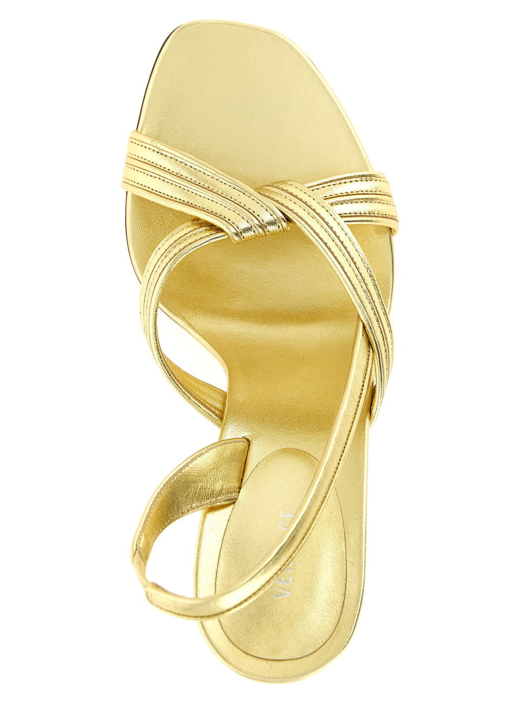 Gold Lamb Leather Stiletto Heel Sandals