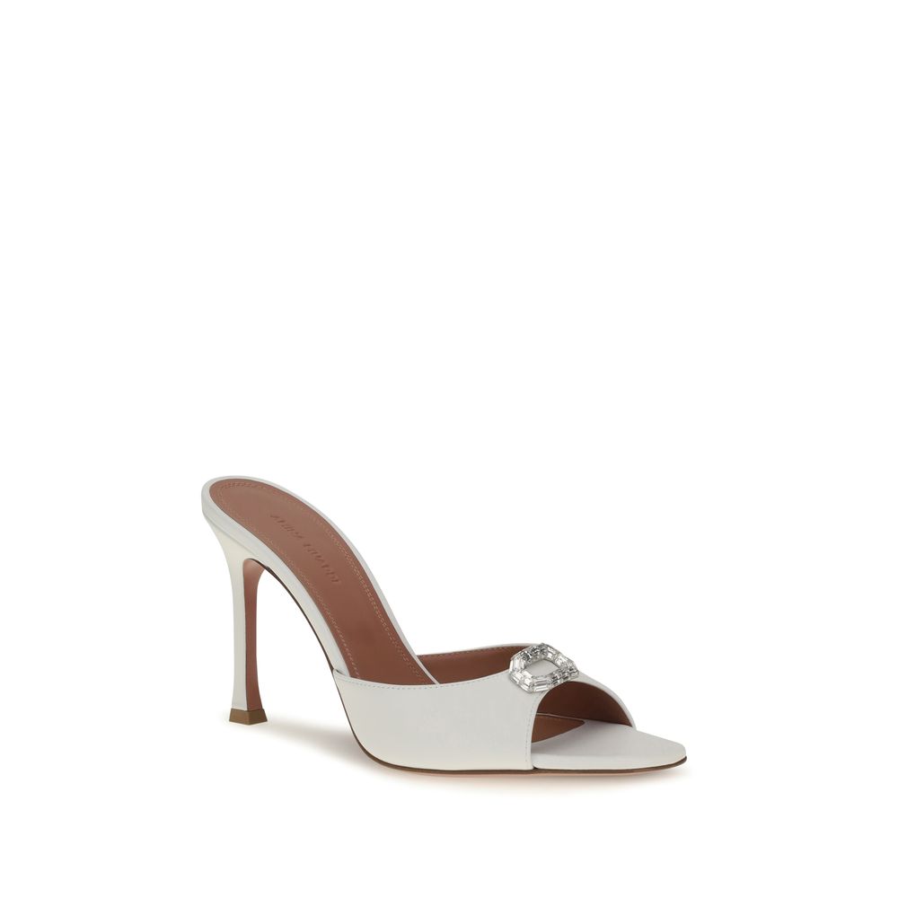 White Calf Leather Bos Taurus Stiletto Heel Sandals