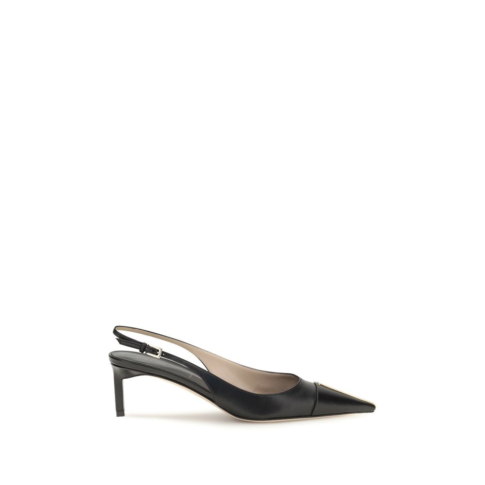 Black Calf Leather Bos Taurus Mid Heel Pumps