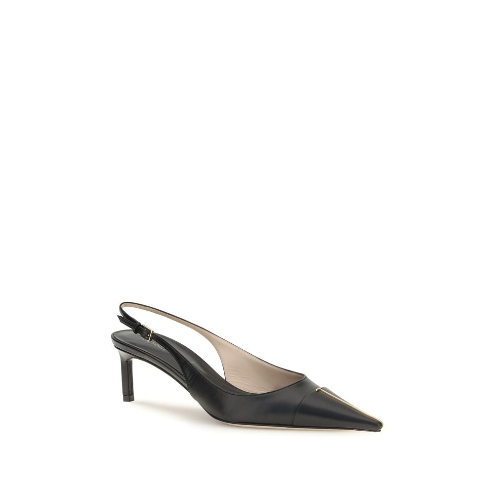 Black Calf Leather Bos Taurus Mid Heel Pumps