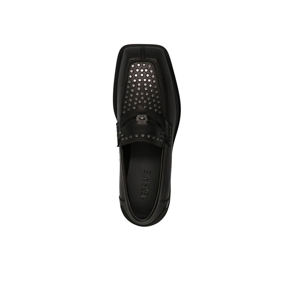 Black Leather Slip-On Loafers