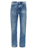 Blue Cotton Straight-Leg Jeans