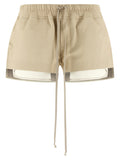 Beige Lamb Leather Bermuda Shorts