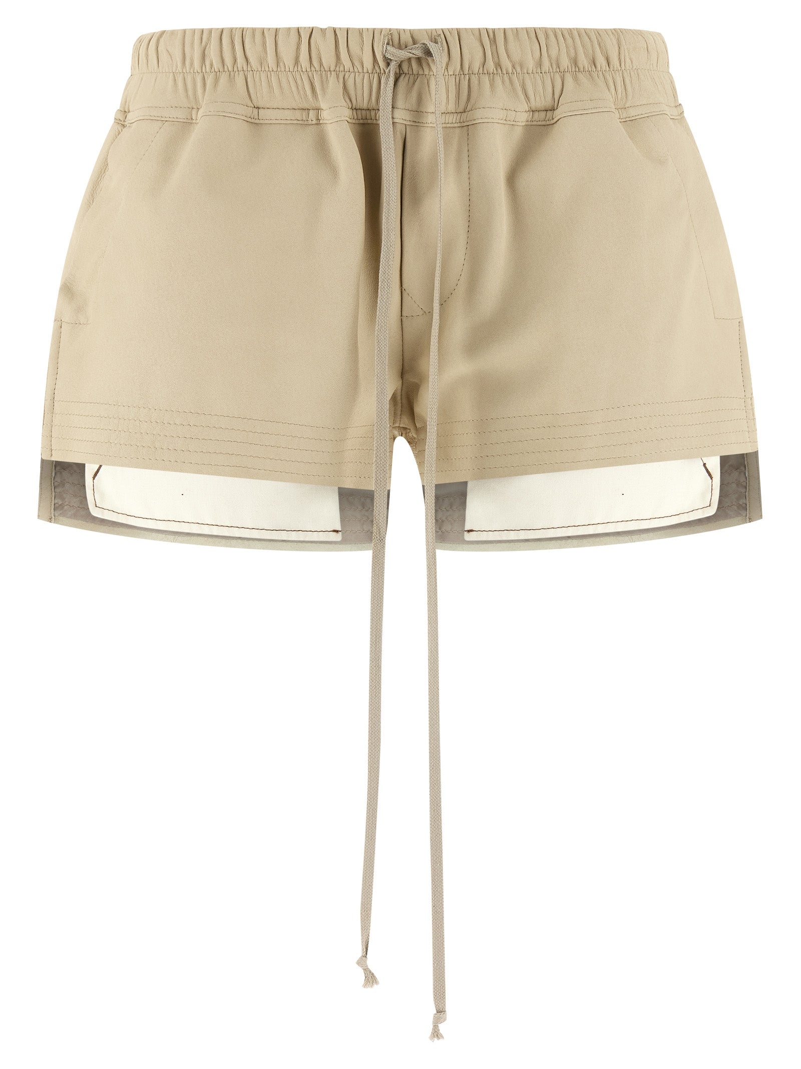 Beige Lamb Leather Bermuda Shorts