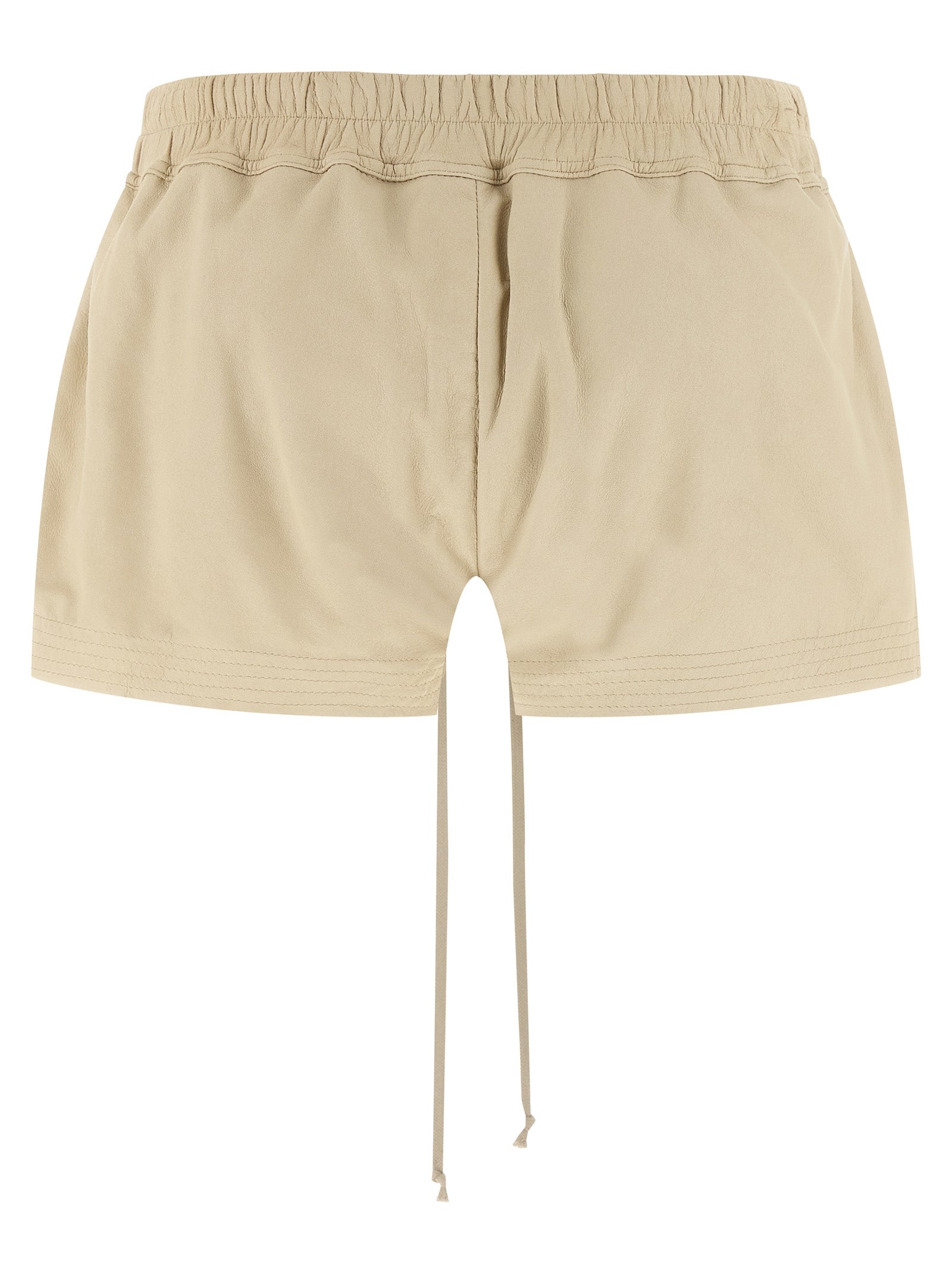 Beige Lamb Leather Bermuda Shorts