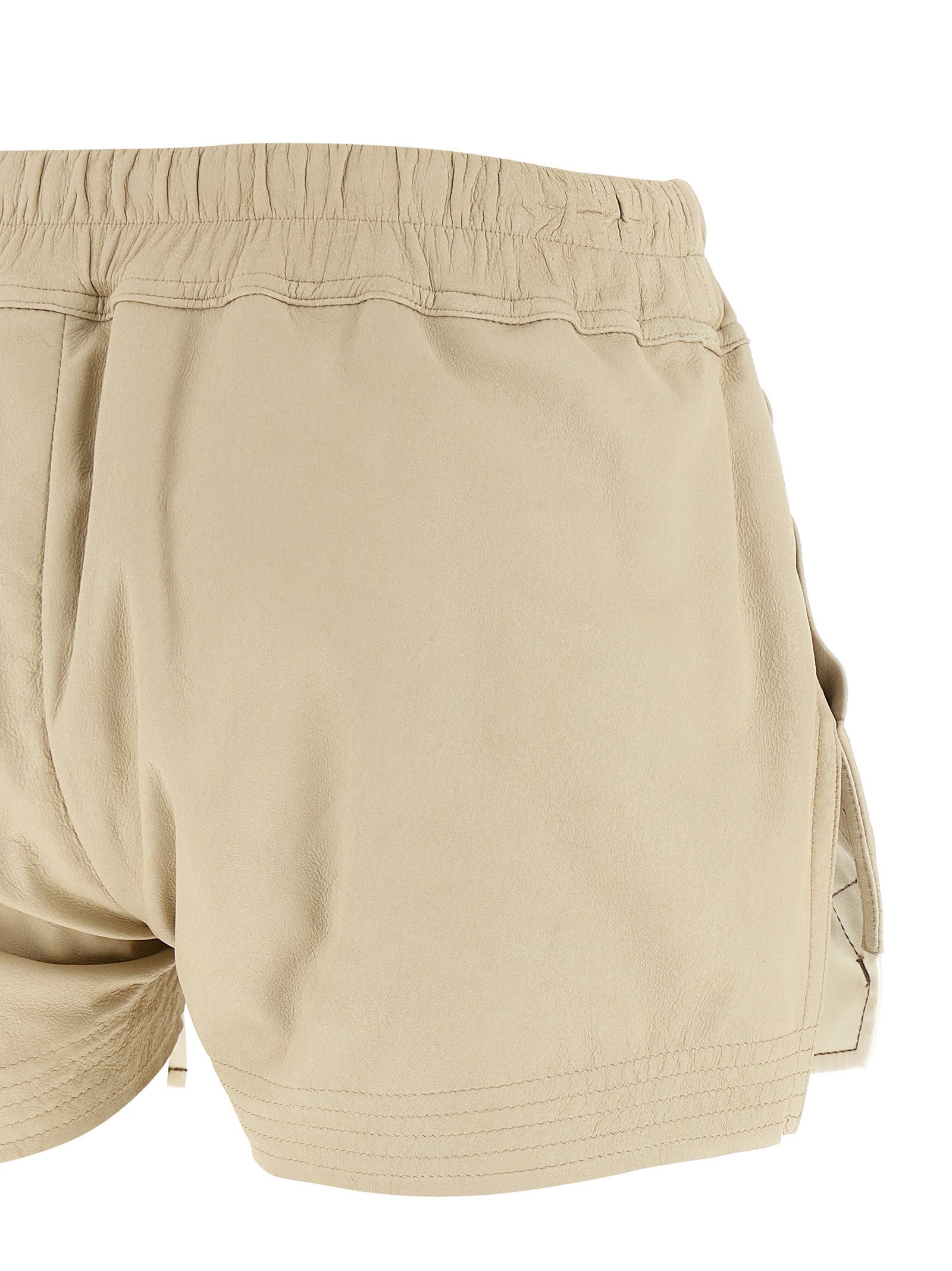 Beige Lamb Leather Bermuda Shorts