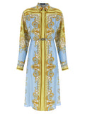 Blue Silk Midi Dress