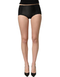 Black Low Waist Satin Culotte Hotpants Shorts