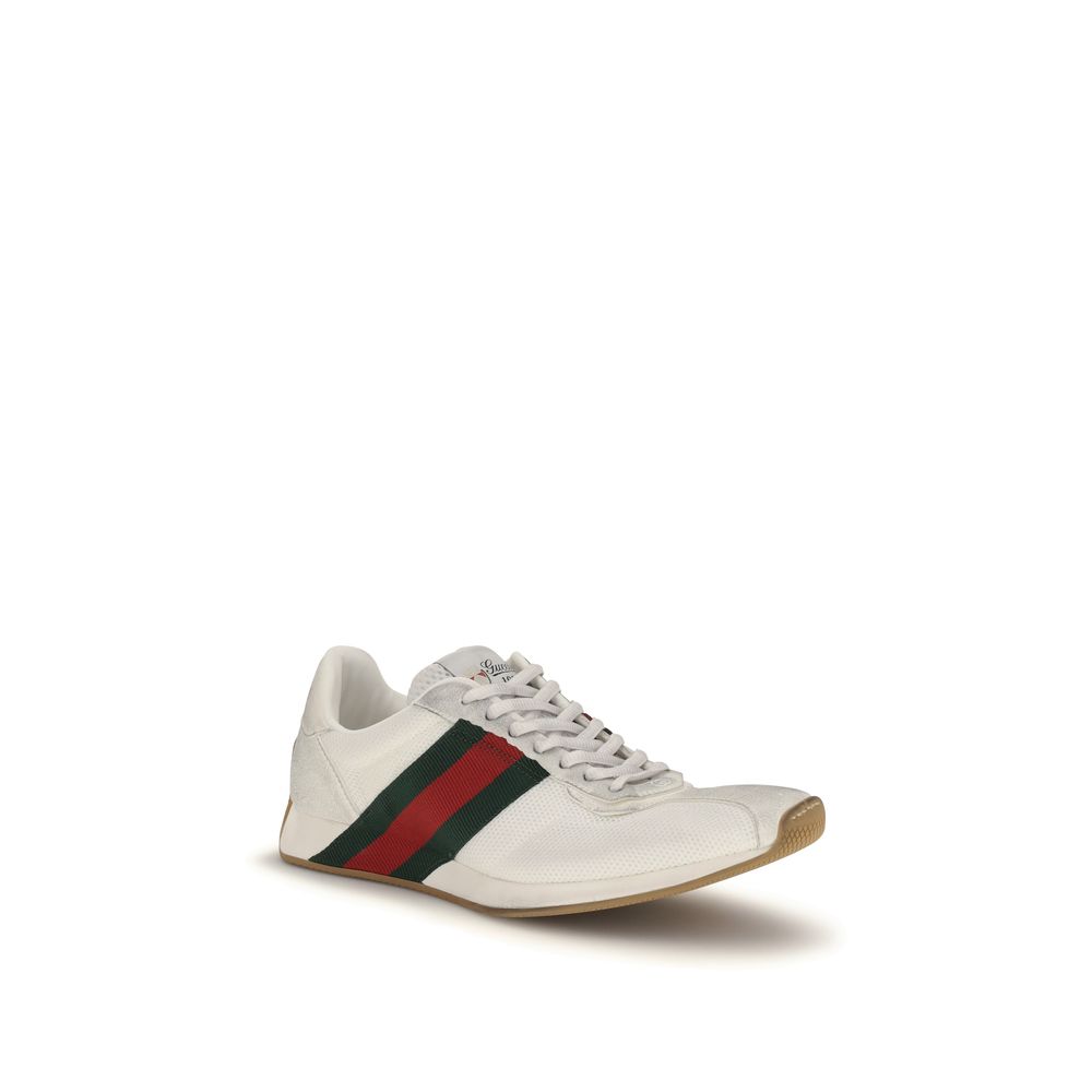 White Polyester Athletic Sneakers