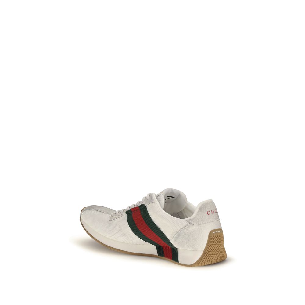 White Polyester Athletic Sneakers