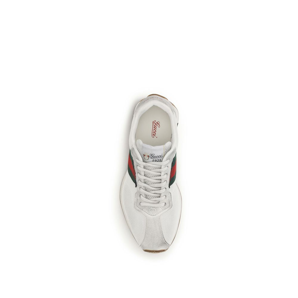 White Polyester Athletic Sneakers
