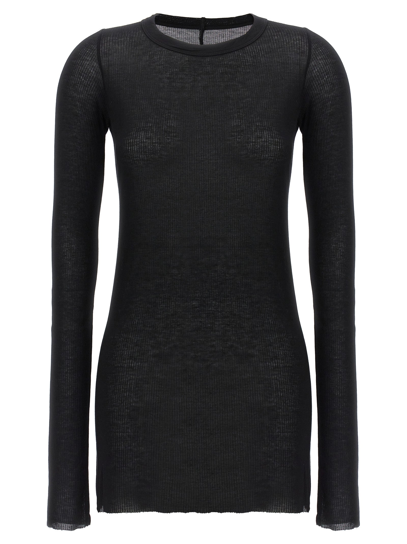Black Viscose Long Sleeve T-Shirt