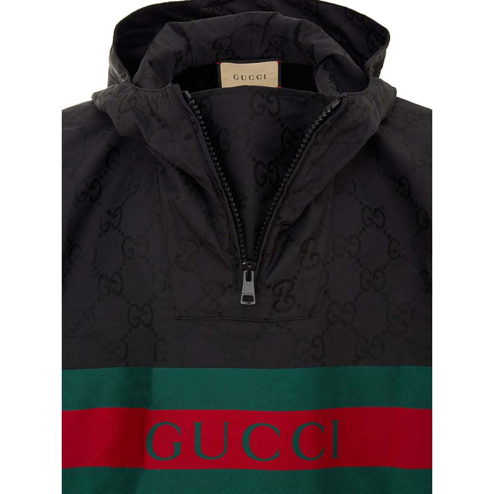 Black Polyester Trench Coat