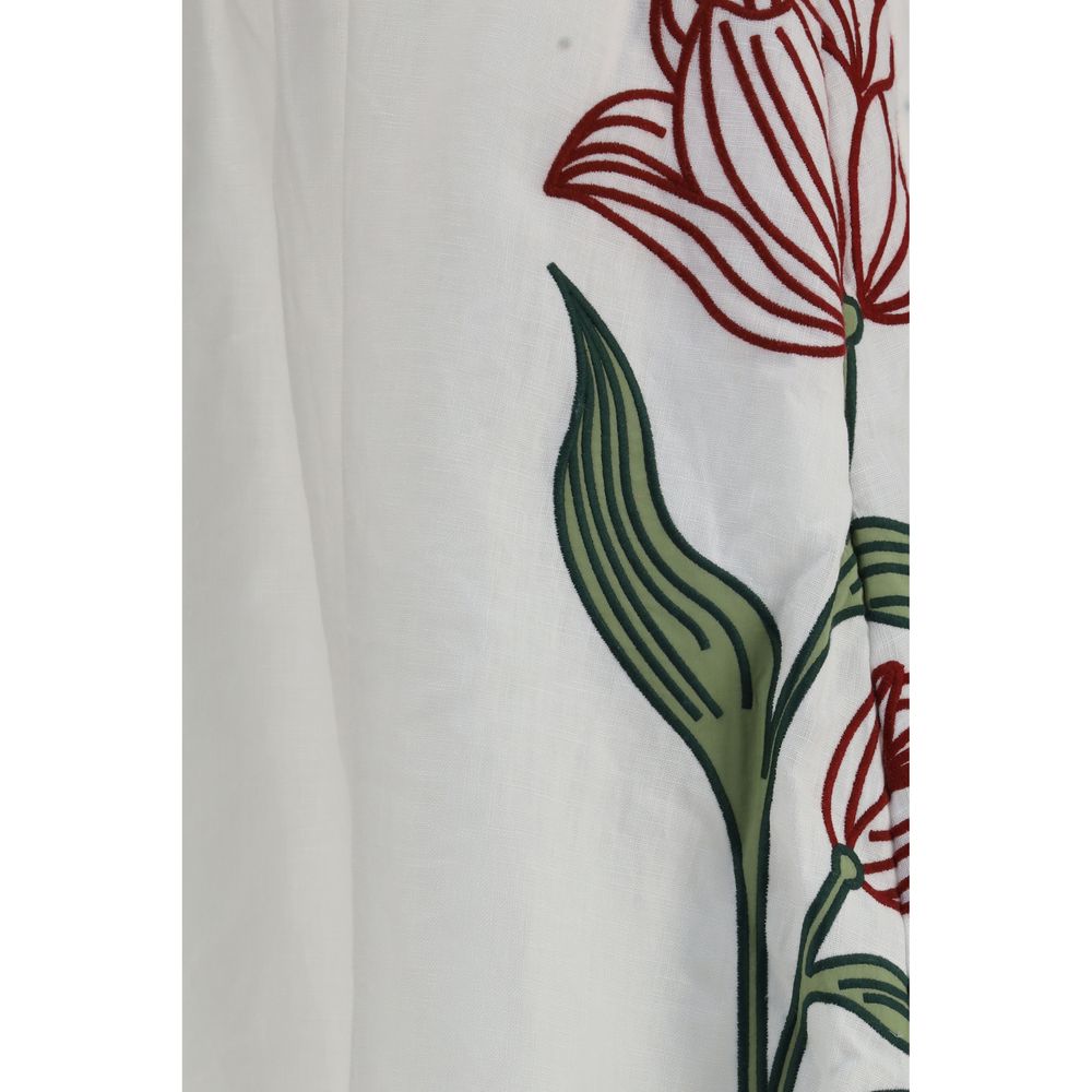 White Linen Midi Skirt